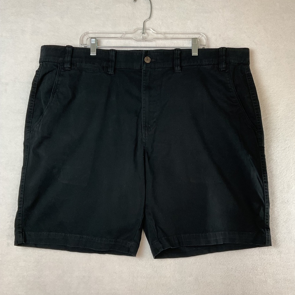 Foundry Supply Co Mens Black Flat Front Chino Shorts Sz 46 Cotton Blend Stretch